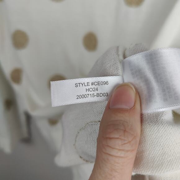 J Crew Teddie Sweater Womens XL White Gold Knit Cotton Blend Pullover Preppy - Picture 7 of 7